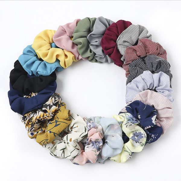 

scrunchies hairbands floral large intestine hair ties ropes elastic ponytail bands women headdress girls fashion hair accessories dw4947, Slivery;white