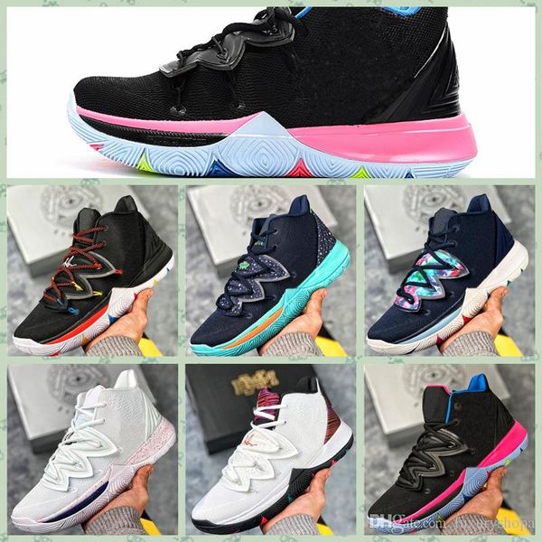 

nky05a kyrie five 5 zoom black magic sky star mens outdoor shoes 5s men rainbow black white light weight breathable sports sneakers 40-46
