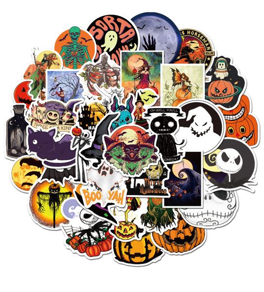 

50 pcs mixed car stickers halloween theme for skateboard lapfridge helmet pad bicycle bike motorcycle ps4 notebook guitar pvc decal