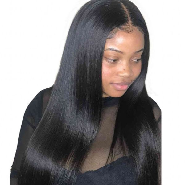 

peruvian straight lace wig pre plucked with baby hair 360 lace frontal human hair wig for black women, Black;brown