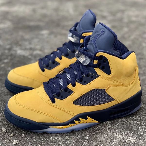 

Air Jordan retro 5 Michigan INSPIRE Mens basketball shoes 5s Amarillo 5 College Navy CQ9541-704 Athletic sports sneakers US 7-13