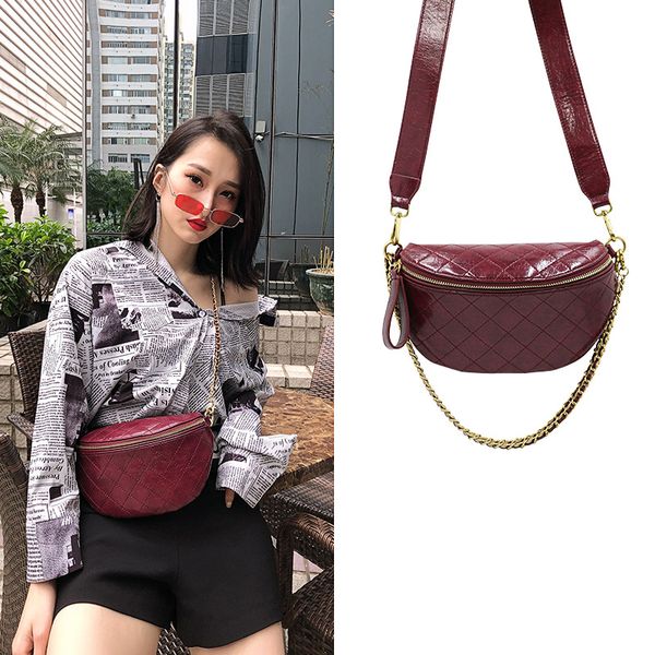 

2020 новая цепочка сумка мода дамы поясная сумка повседневная плечо посланник простой ромб груди