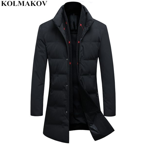 

men's down & parkas kolmakov 2021 85% duck jackets classic casual winer coats with detachable scarf mens warm thicken m-3xl, Black