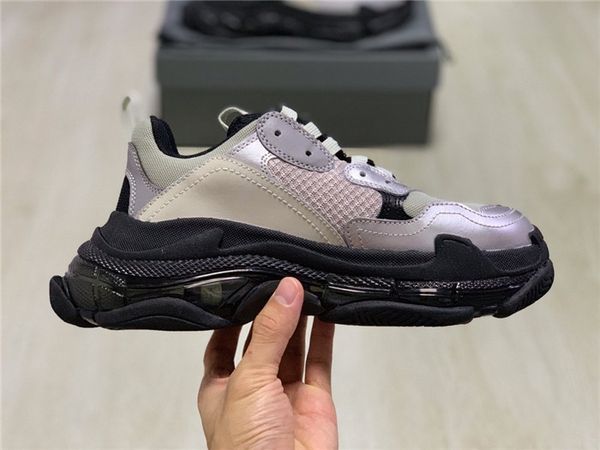 

paris dad thick-soled shoes 3.0 men and women couple shoes led lamp light women's shoes's casual men's shoes non-slip wear-re, Black