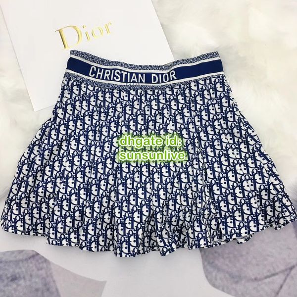 

Women brand pleated kirt with letter print mini about knee kirt girl a line ca ual letter regular mini empire kirt