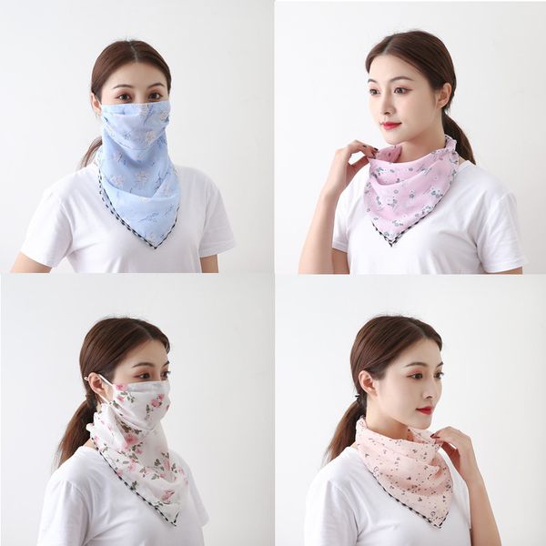 

summer fashion printed chiffon sunscreen mask outdoor riding neck mask driving sunshade uv protection scarf