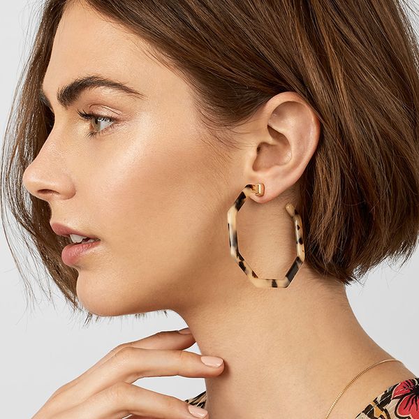 

vintage leopard stud acetate geometric acrylic earrings pendientes polygonal for jewelry gift resin large women tortoiseshell, Golden;silver