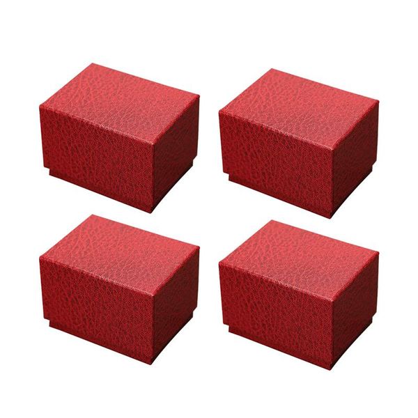 

4pcs litchi pattern jewelry boxes simplicity elegant earrings necklaces jewelry gift cases packaging container red black blue, Pink;blue