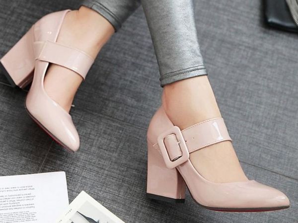 

women's shoes in spring and autumn high coarse heel pointed end @kl633, Black