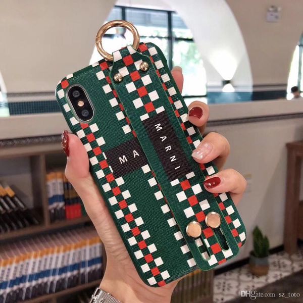 

Mytoto мода роскошные Марни Марка металлическая пряжка кожа PU запястье кронштейн жесткий чехол для телефона iphone 6 S 7 8 plus X крышка fundas