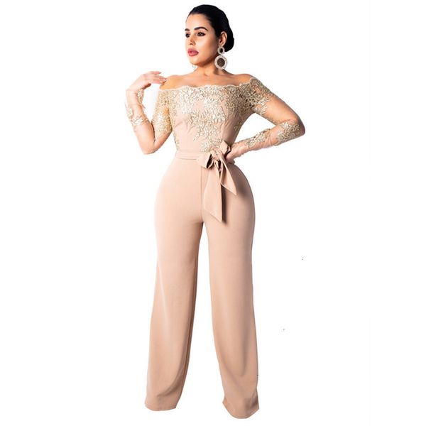 

женская комбинезон плеча off sexy кружева комбинезон летняя мода бинт широкий ноги комбинезон с длинным рукавом элегантная bodycon женский, Black;white