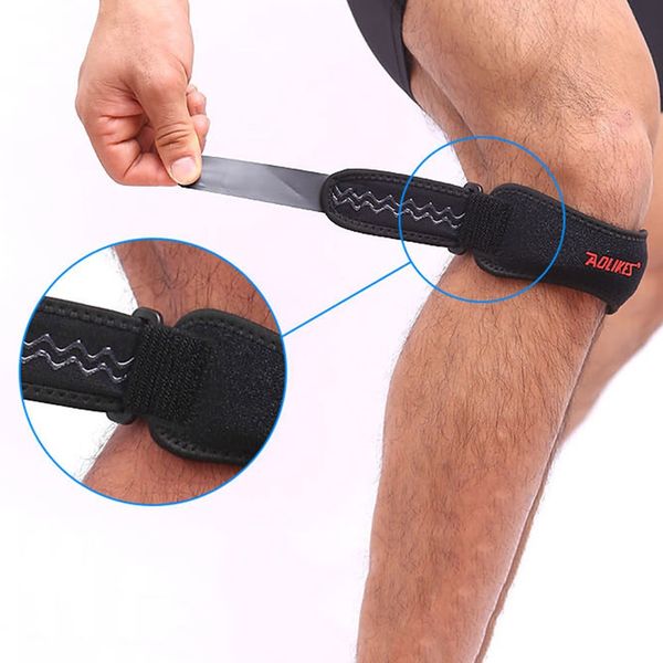 

knee pad sports dual action knee strap support band knees brace protection pain relief patella tendinitis brace health, Black;gray