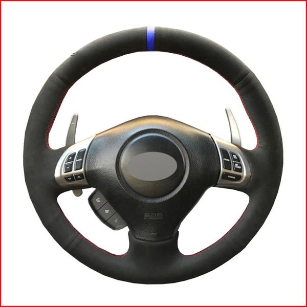 

black suede hand sew steering wheel cover for forester 2008-2012 impreza 2007-2014 legacy outback 2006-2009 exiga 2