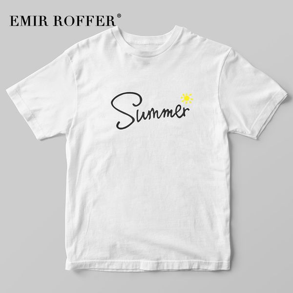 

emir roffer hello summer sun letter print t-shirt female basic white cotton tshirt cute kawaii t shirt women tees