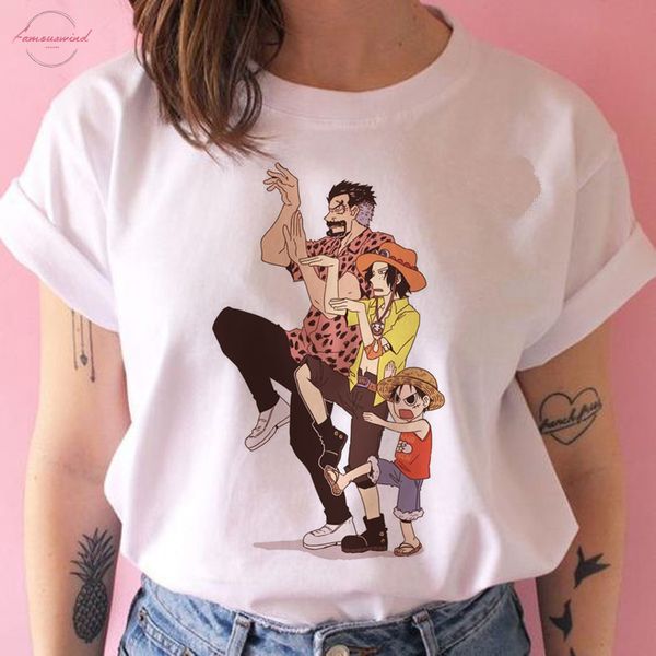 

one piece t shirt women harajuku anime print 80s cartoon kawaii tshirt ulzzang summer short sleeve female t shirt tee new, White