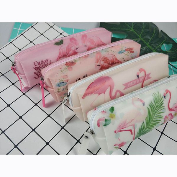 

silicone pencil case kawaii flamingo pencil bag pouch cute box school pen cases for girls boys gift korean stationery