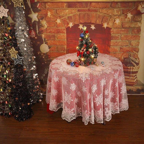 

christmas table cloth snowflake table cover white vintage lace tablecloth home party xmas decor white round 70 inches
