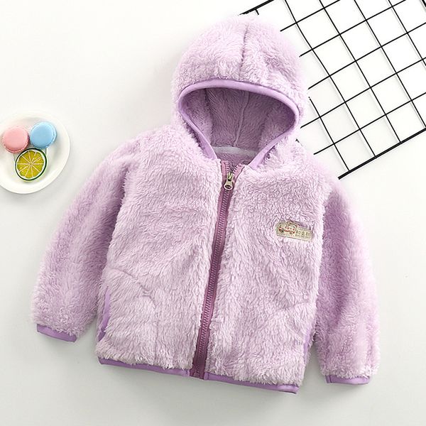 

loozykit 2019 new children's plush jacket autumn and winter new baby coral fleece hooded thick boy girls children's clothing, Blue;gray