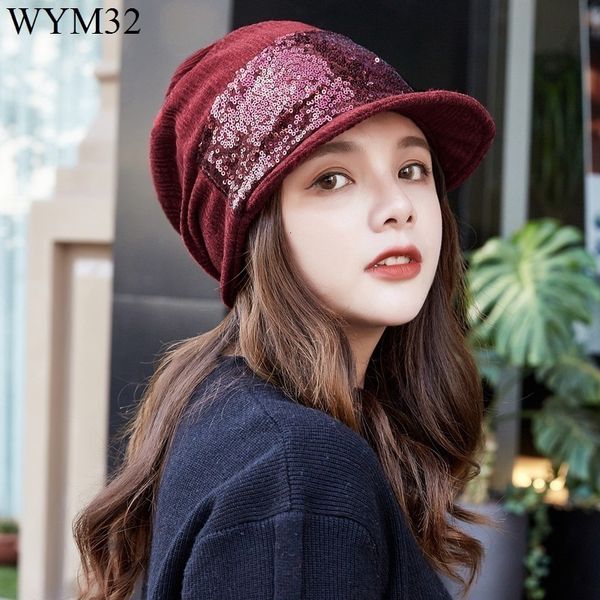 

keep warm knitting hats woman paillette wool hat air short eaves hats, Blue;gray