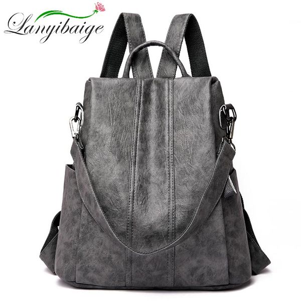

women waterproof anti-theft leather backpacks bags for girls female shoulder bag multifunction traveling backpack mochilas