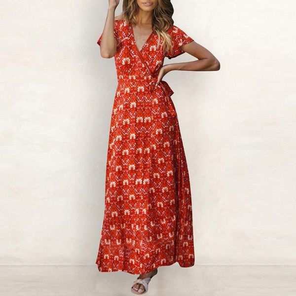 

monerffi женщин лета платья женщин boho цветочные длинные maxi платья вскользь sundress партии вечера цветов печати v шеи пляж платье, Black;gray