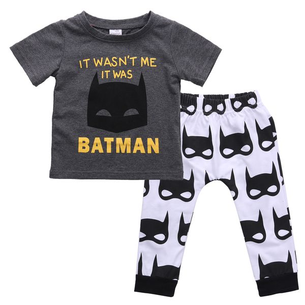 

cartoon newborn kids baby boy clothes batman t-shirt pants outfits set