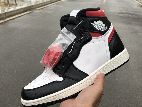 

2019 authentic 1 og high black gym red 1s white sail men women basketball shoes sports sneakers 555088-061 with original box