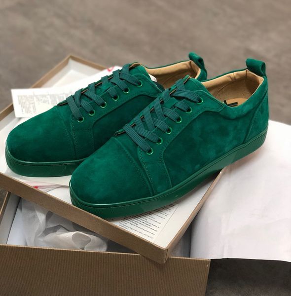 

designer sneakers red bottom spikes flat velours suede sneakers iron grey men trainers 100% real leather party shoes us 5-12.5 cs09, Black