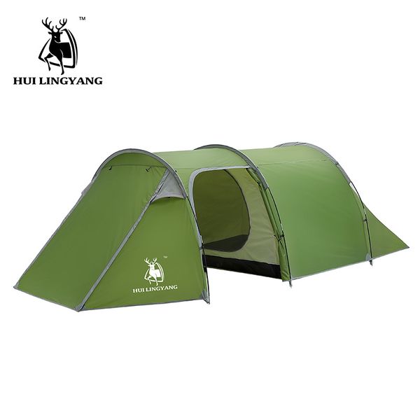 

huilingyang outdoor products 3-4 people double room one room one hall tunnel tent camping family camping rain tent