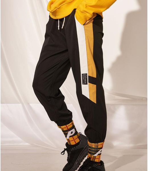 

спортивные брюки весной и осенью мужские секции личности хип-хоп тенденция рыхлый лучевые ноги девять брюки студентов пары тенденция, Black