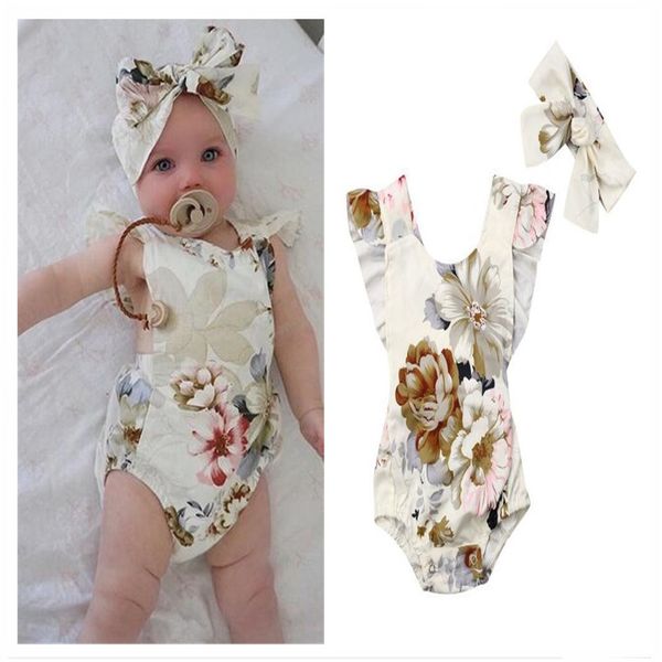 

Детские ползунки комбинезоны с цветочным принтом спинки без рукавов с оборками д