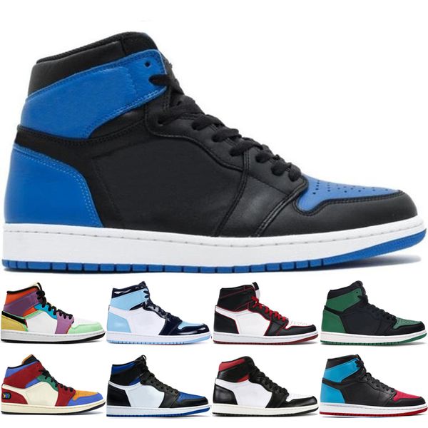 

new arrive basketball shoes 1 1s for man yellow toe yellow purple wmns tie-dye varsity red union unc twist spiderman sneakers sport shoes