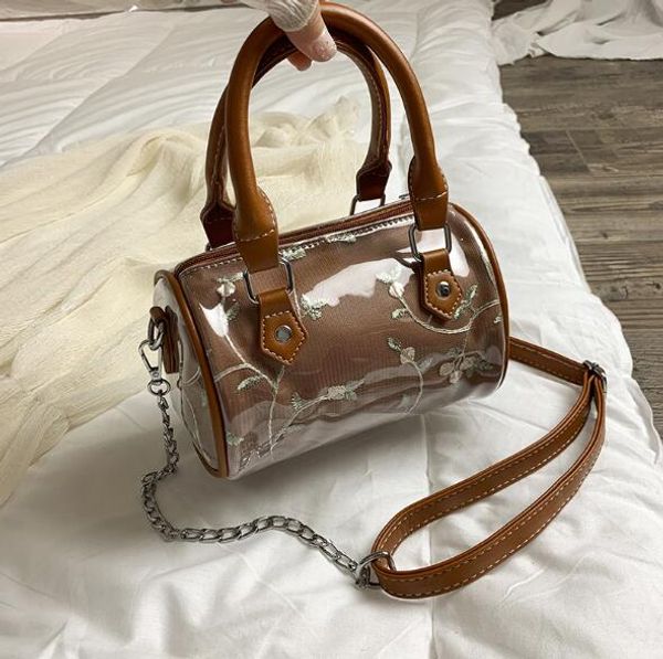 

пвх сумка женщины сумки через плечо марля цветок вышивка леди дорожные сумки мини цепочка сумка