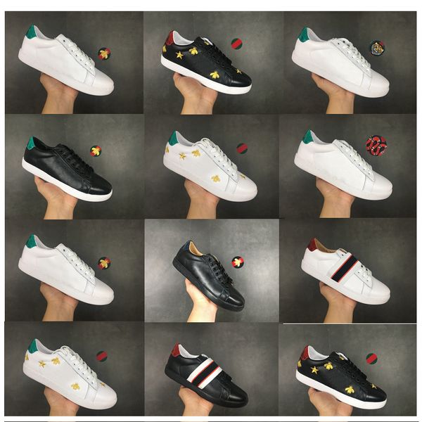 

luxury italy bee green red stripes men women sneaker casual shoes party trend ace fashion shoe walking trainers chaussures pour hommes, Black