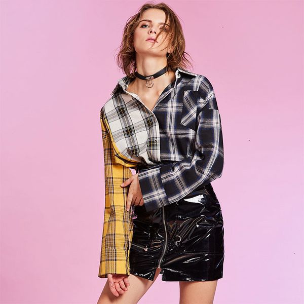 

блузы для женщин ladies designer tops 2019 весенней рубашки женщины plaid shirt хлопка лоскутной блузки для девочки корейской марки рубашки, White