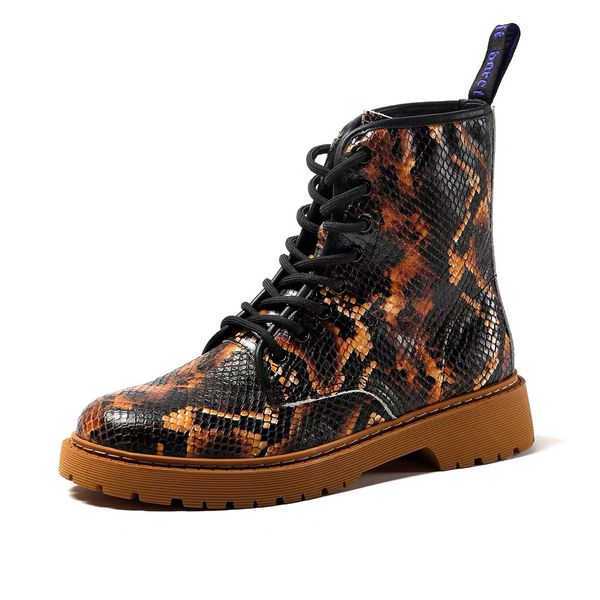 

genuine leather boots men leopard fashion real leather men shoes sneakers flats zipper martins boots outdoor boot men's, Black