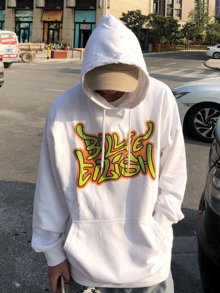 

billie eilish hoodie streetwear hiphop summer shirt cotton street clothing men and women anime hoodie cosplay, Black
