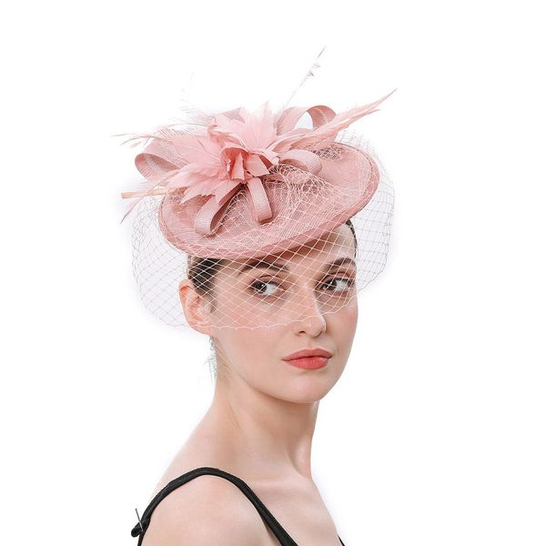 England Style High Quality Covered Veil Headdress Pink Black