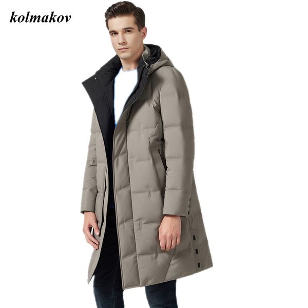 

kolmakov new arrival winter style men boutique down coat solid zipper detachable hat down coat plus size m-7xl, Black