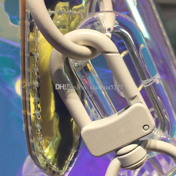 

2019 fashion and quality laser geometric handbag transparent luggage bag colorful travel bags totes handbag duffle bag summer beach gym han