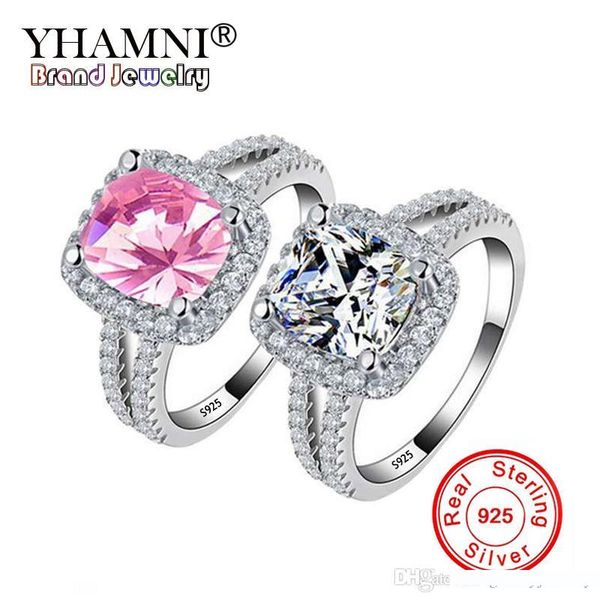 

оригинал 100% твердые 925 серебряные обручальные кольца sterling для женщин с 8 мм белый розовый cz обручальное кольцо алмаз ювелирные издел, Slivery;golden