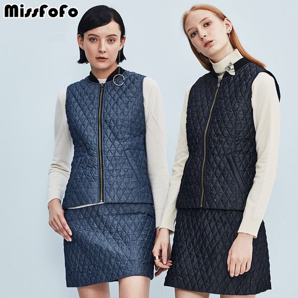 

missfofo 2017 women's duck down jacket slim sleeveless office lady's coat zippers good women's vest size s-xxl, Black
