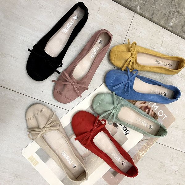 

2019 весна и лето новый стиль женская обувь тондэмун заявление южная корея low-cut butterfly сладкие обувь нет поддельный pu moccosi, Black