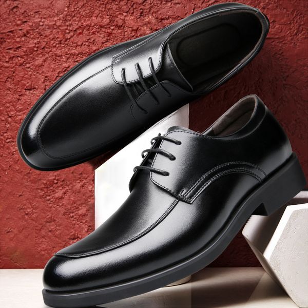 

2018 new man shoes flat classic men dress shoes genuine leather wingtip carved italian formal oxford size 38-44 for male autumn, Black