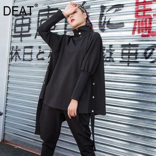 

deat] сыпучие fit срощенной негабаритной толстовка новой водолазка с длинным рукавом женщина большого размером мода tide осень зима 2019 13, Black