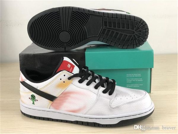 

new authentic sb dunk low raygun tie-dye black white orange flash running shoes man women bq6832-001 bq6832-101 alien sneakers with box