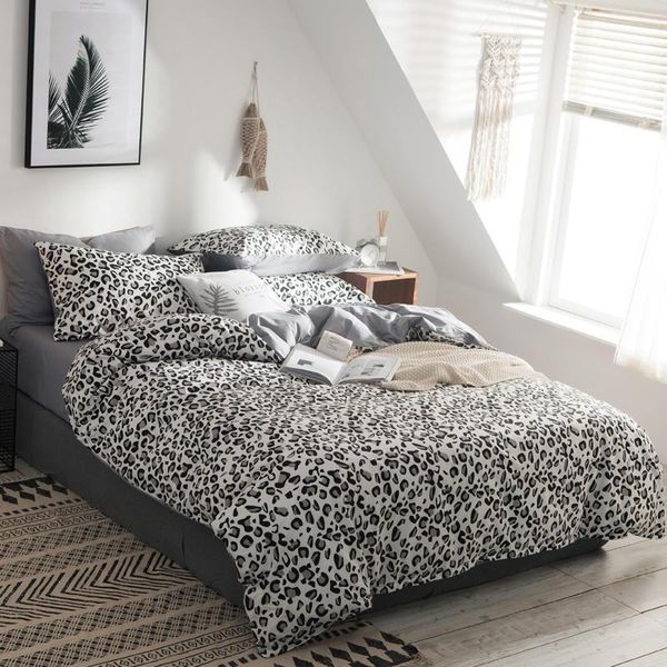 

black white nordic bedding set twin full  king size flat fitted sheet bed sheet duvet cover parrure de lit ropa de cama