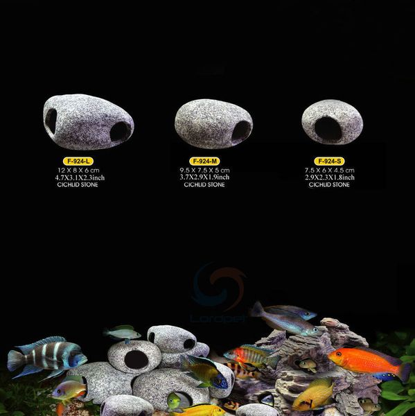 

cichlid stones ceramic aquarium rock cave decoration for fish tank ornament 3 sizes