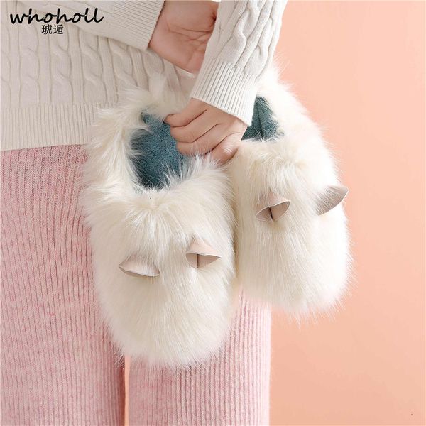 

women indoor mouse 3d home slippers cute family fur slippers animal fashion soft pantoufle cotton house shoes, Black