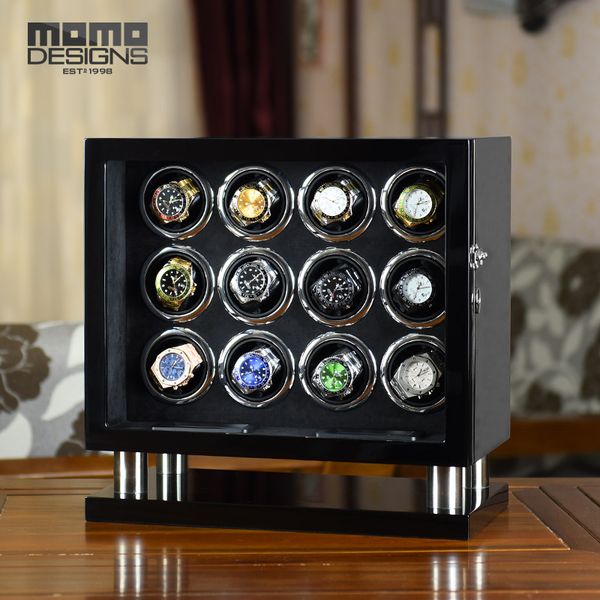 

new arrival black watch winder for 12 automatic watches wristwatch box with gear mabuchi motor automatic watch display tpd